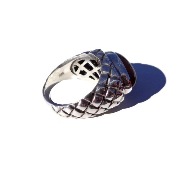 Baltic Amber Silver Ring, 100% Natural Cognac Amber 925 Silver Ring, Size 9 US - Picture 6 of 12